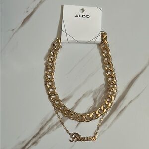 Aldo Gold Layered Necklace Set with Dream Pendant